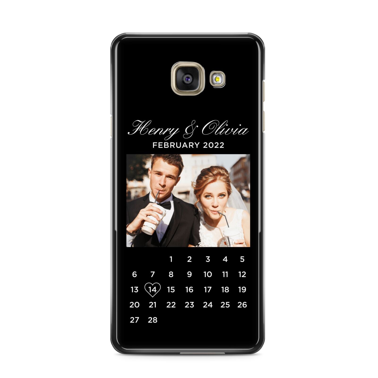 Milestone Date Personalised Photo Samsung Galaxy A3 2016 Case on gold phone
