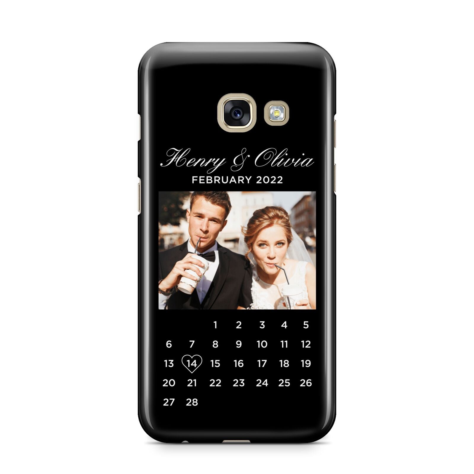 Milestone Date Personalised Photo Samsung Galaxy A3 2017 Case on gold phone