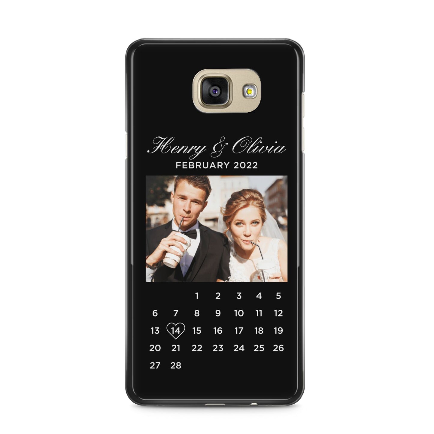 Milestone Date Personalised Photo Samsung Galaxy A5 2016 Case on gold phone