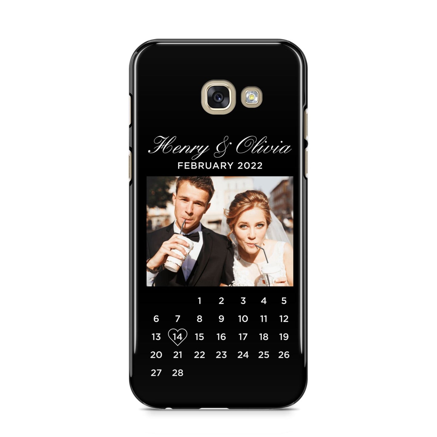 Milestone Date Personalised Photo Samsung Galaxy A5 2017 Case on gold phone