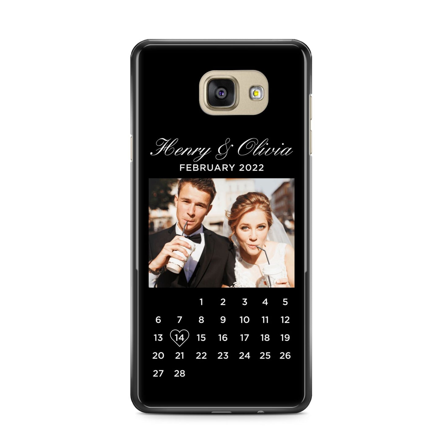 Milestone Date Personalised Photo Samsung Galaxy A7 2016 Case on gold phone