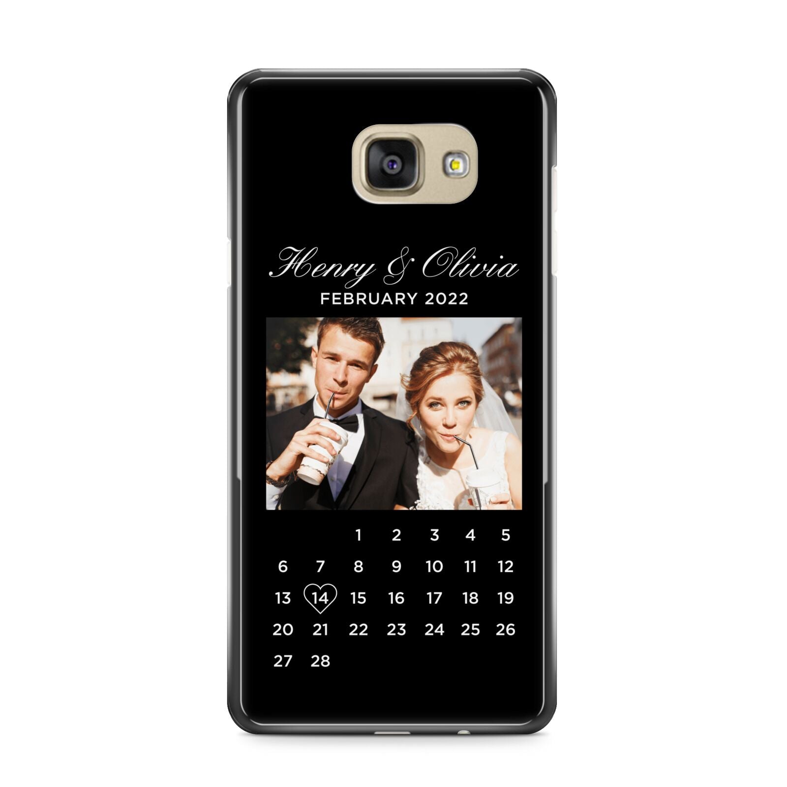 Milestone Date Personalised Photo Samsung Galaxy A9 2016 Case on gold phone