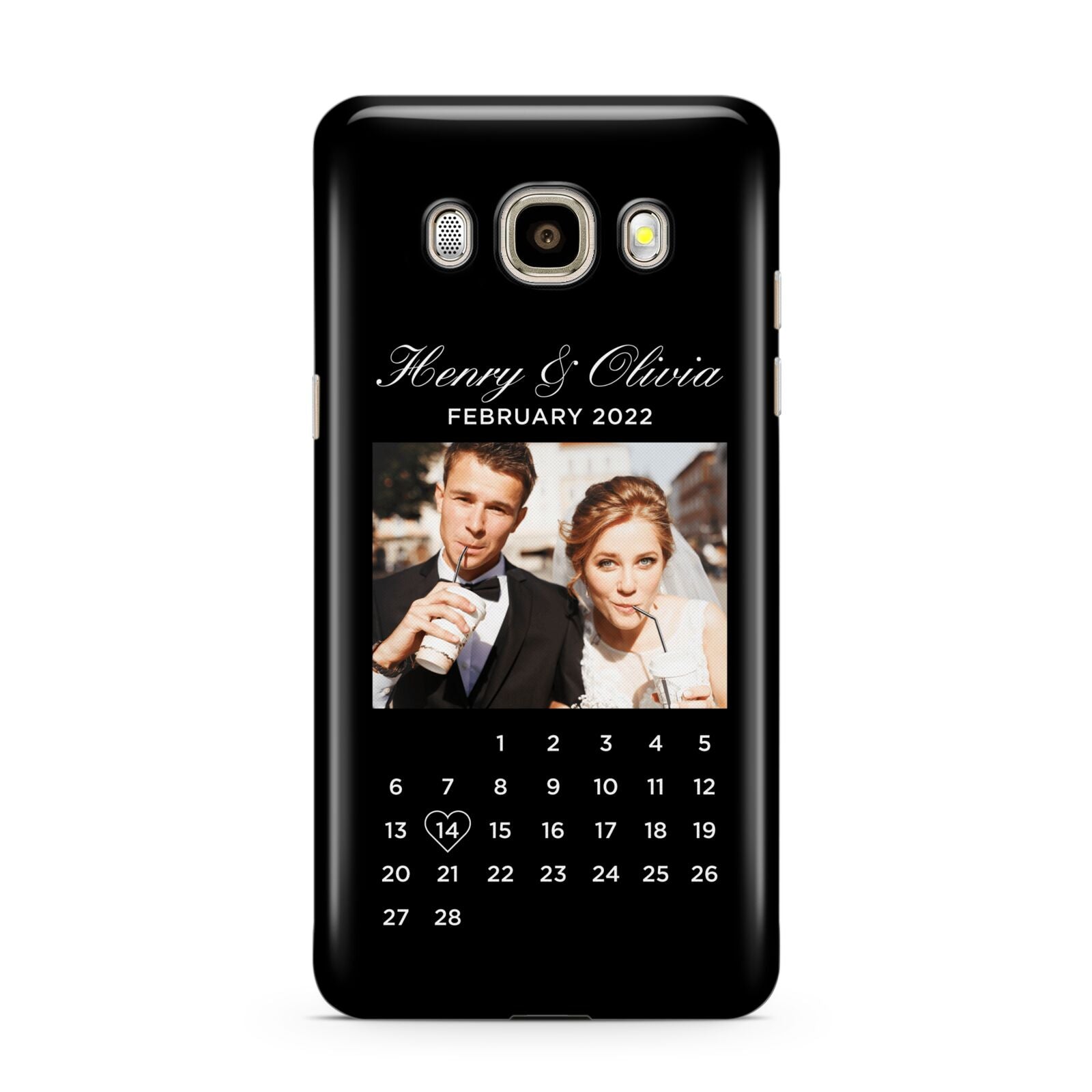 Milestone Date Personalised Photo Samsung Galaxy J7 2016 Case on gold phone
