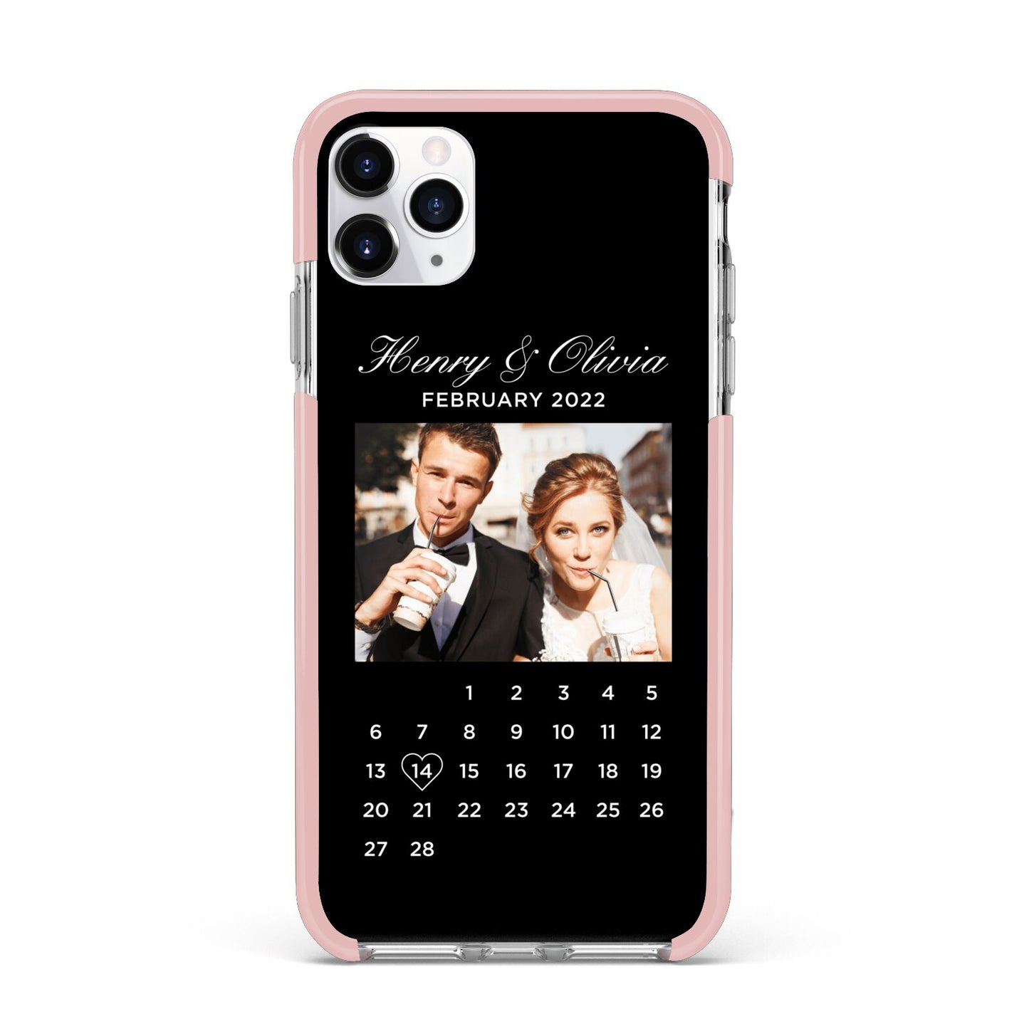 Milestone Date Personalised Photo iPhone 11 Pro Max Impact Pink Edge Case
