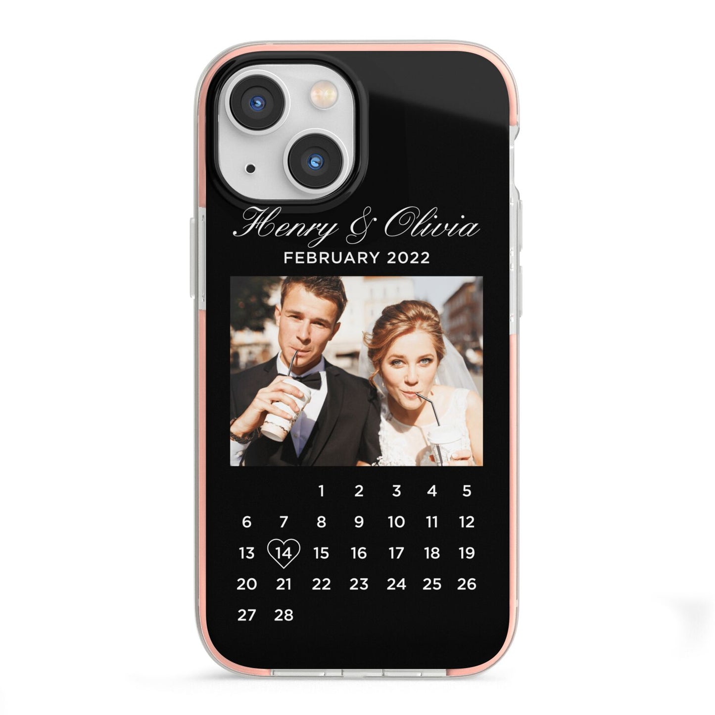 Milestone Date Personalised Photo iPhone 13 Mini TPU Impact Case with Pink Edges