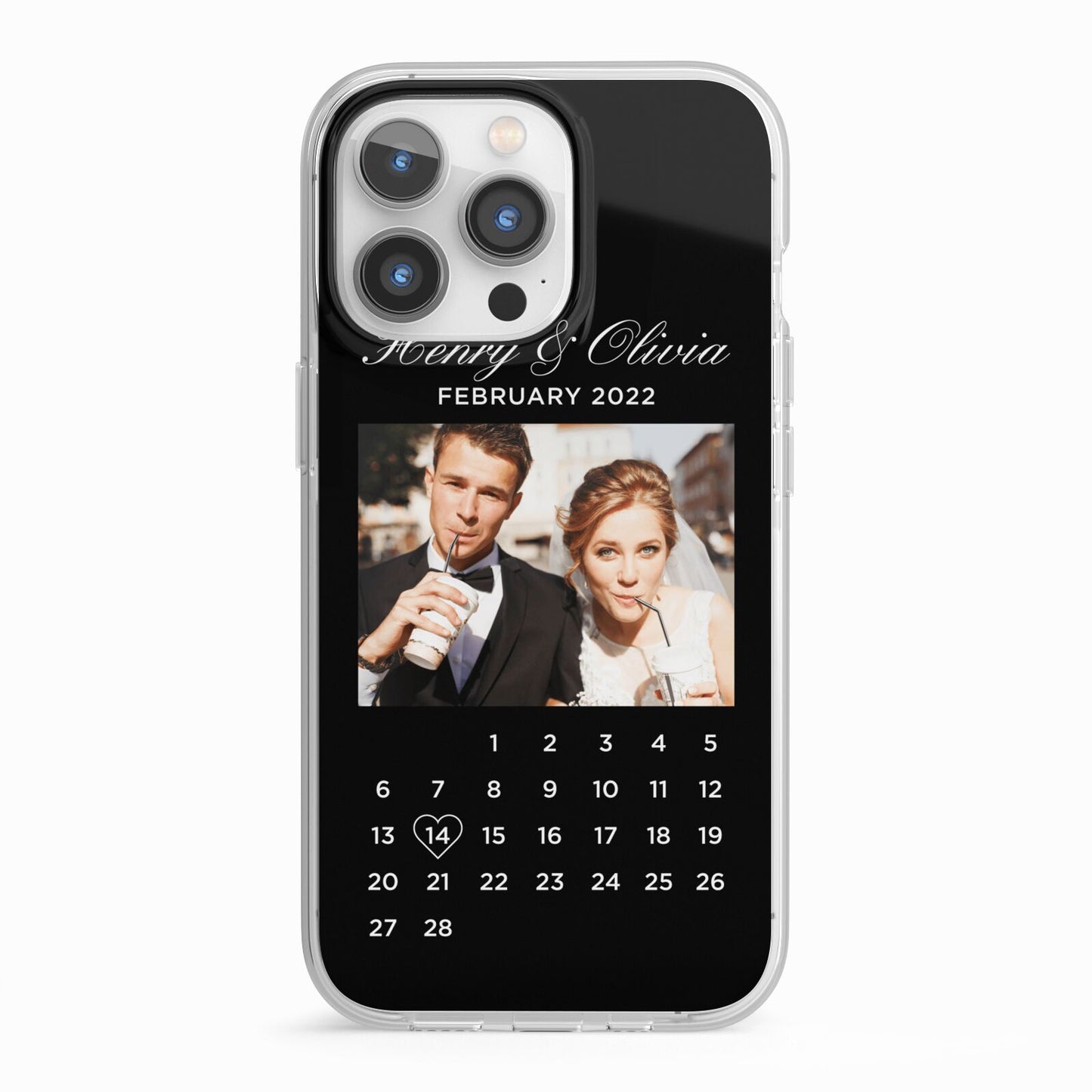 Milestone Date Personalised Photo iPhone 13 Pro TPU Impact Case with White Edges