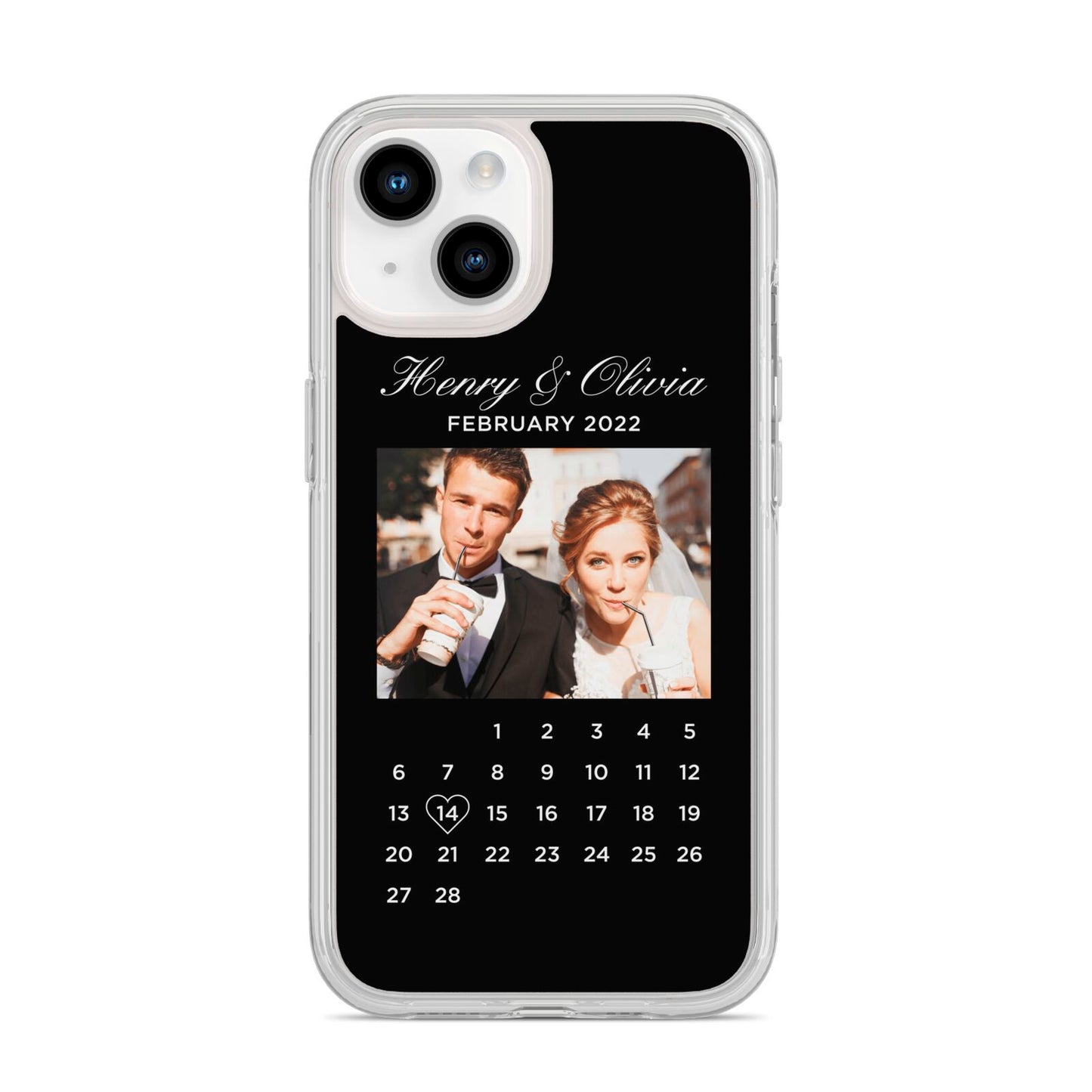 Milestone Date Personalised Photo iPhone 14 Clear Tough Case Starlight