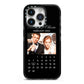 Milestone Date Personalised Photo iPhone 14 Pro Black Impact Case on Silver phone