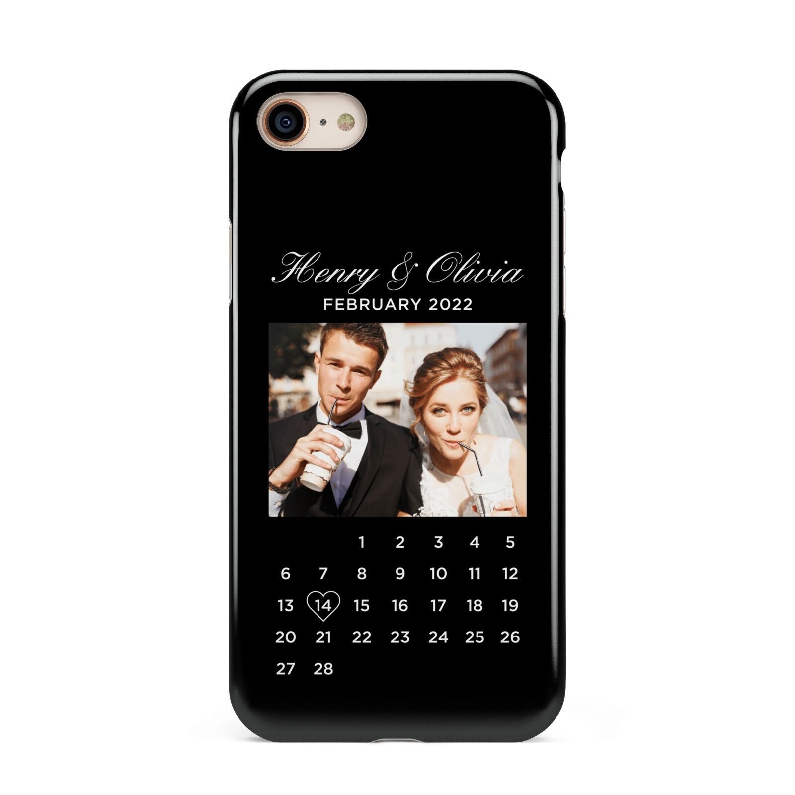 Milestone Date Personalised Photo iPhone 8 3D Tough Case on Gold Phone