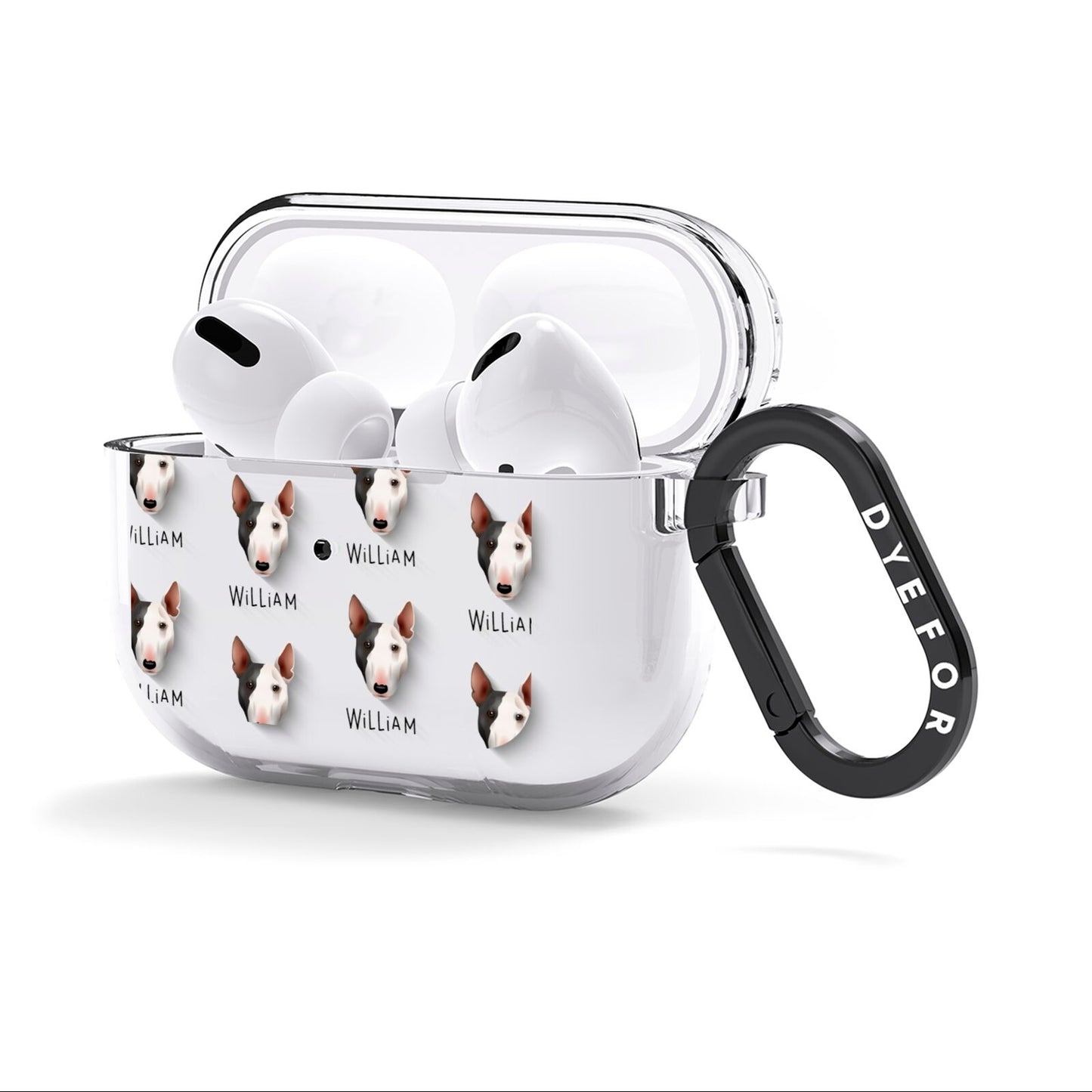 Miniature Bull Terrier Icon with Name AirPods Clear Case 3rd Gen Side Image