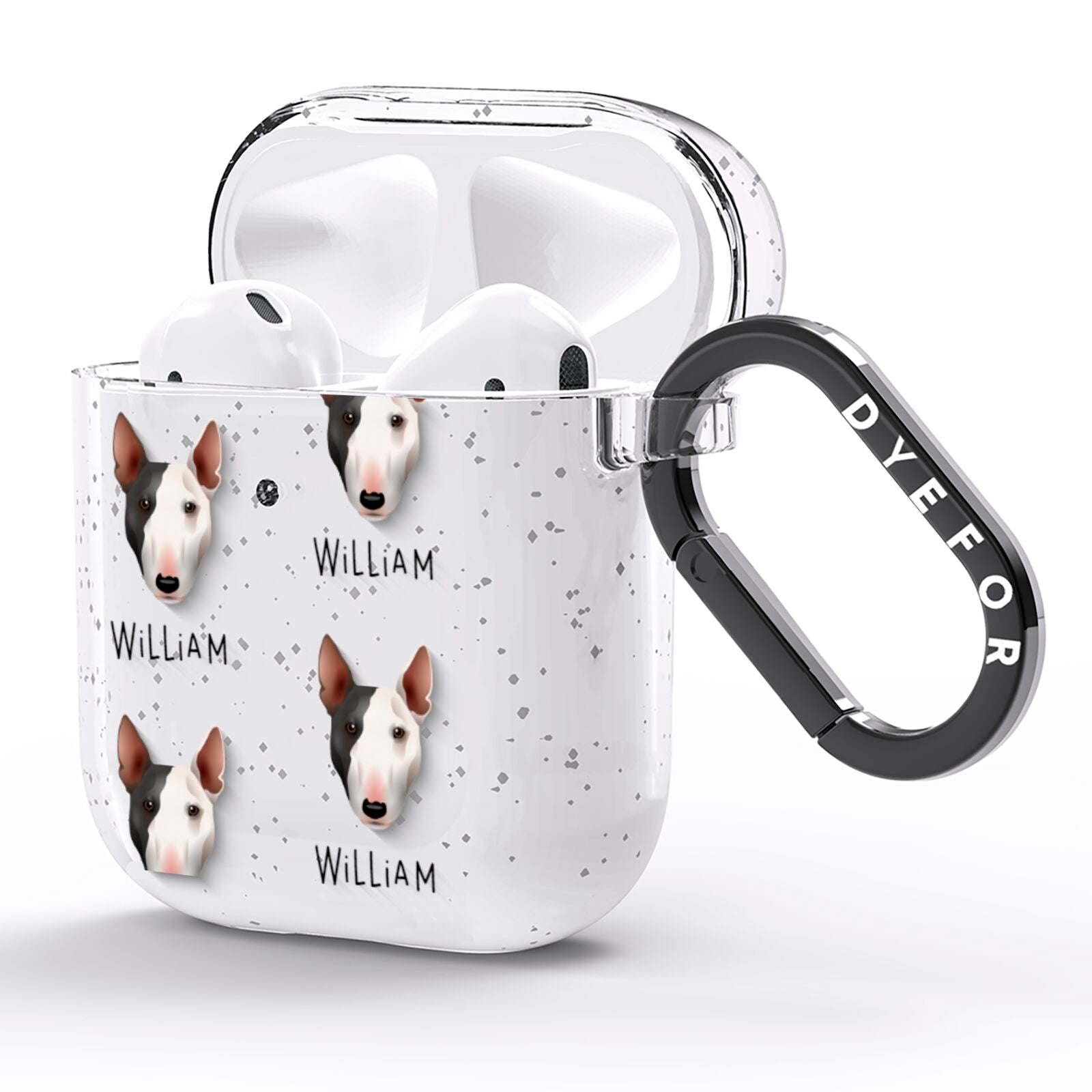 Miniature Bull Terrier Icon with Name AirPods Glitter Case Side Image
