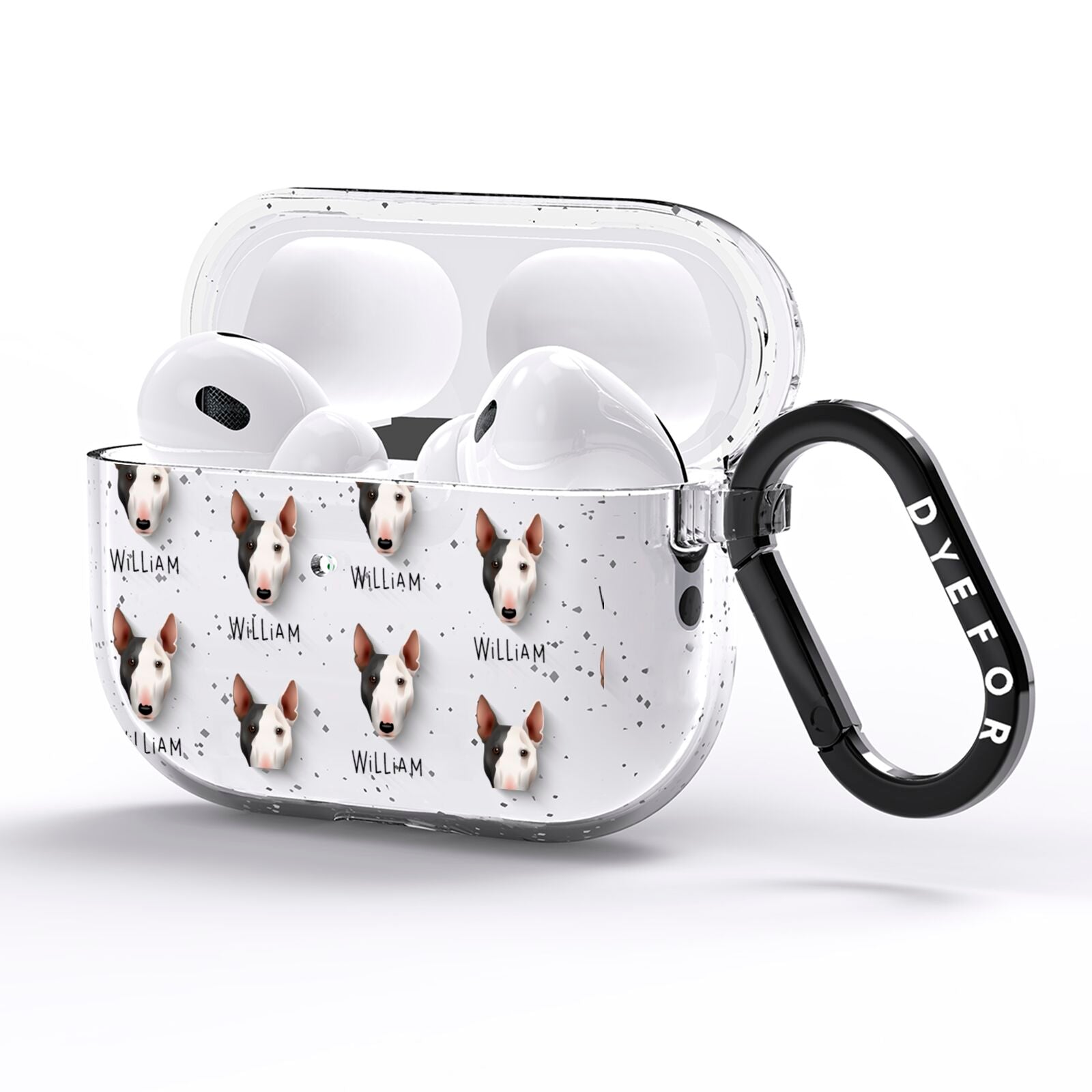 Miniature Bull Terrier Icon with Name AirPods Pro Glitter Case Side Image