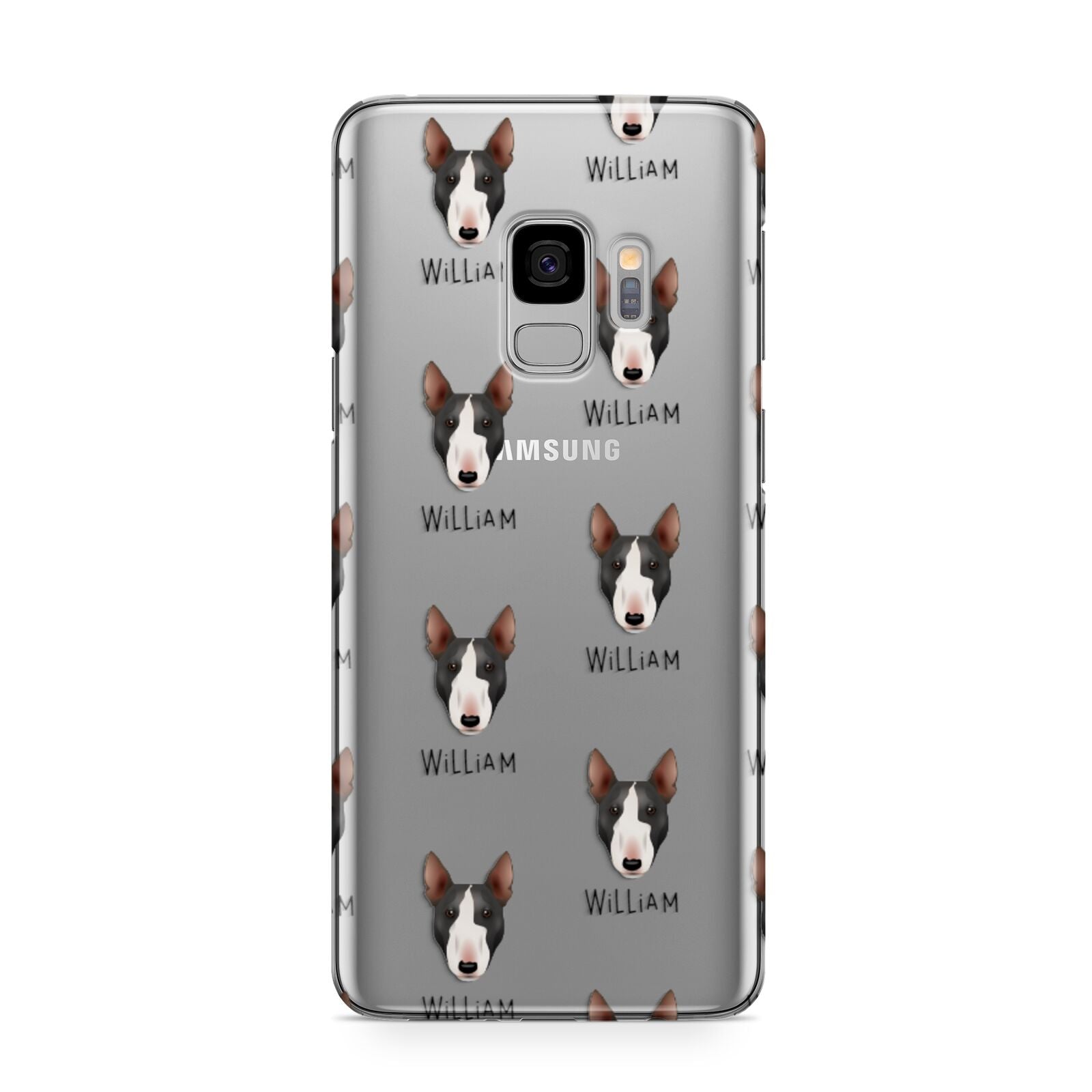 Miniature Bull Terrier Icon with Name Samsung Galaxy S9 Case