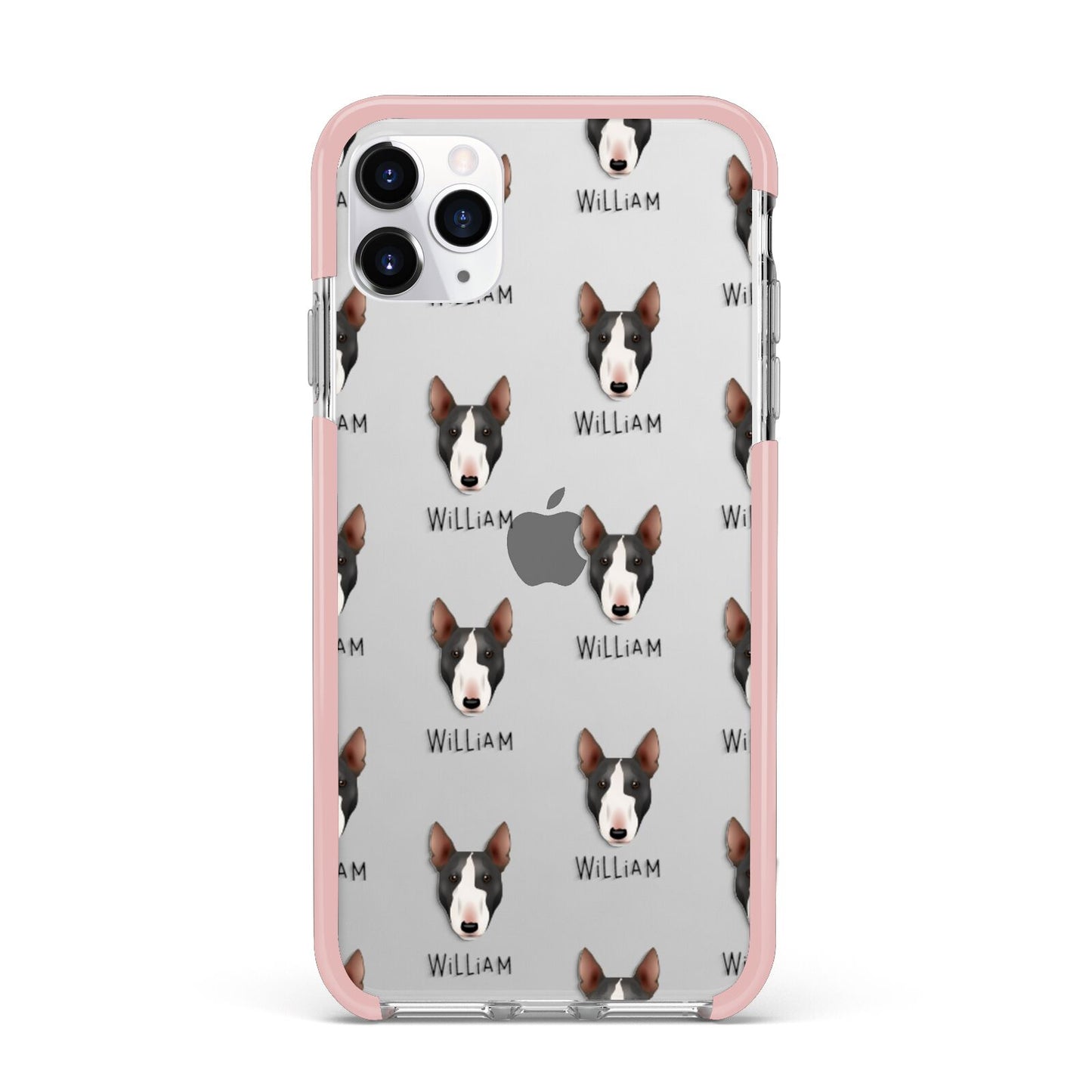 Miniature Bull Terrier Icon with Name iPhone 11 Pro Max Impact Pink Edge Case