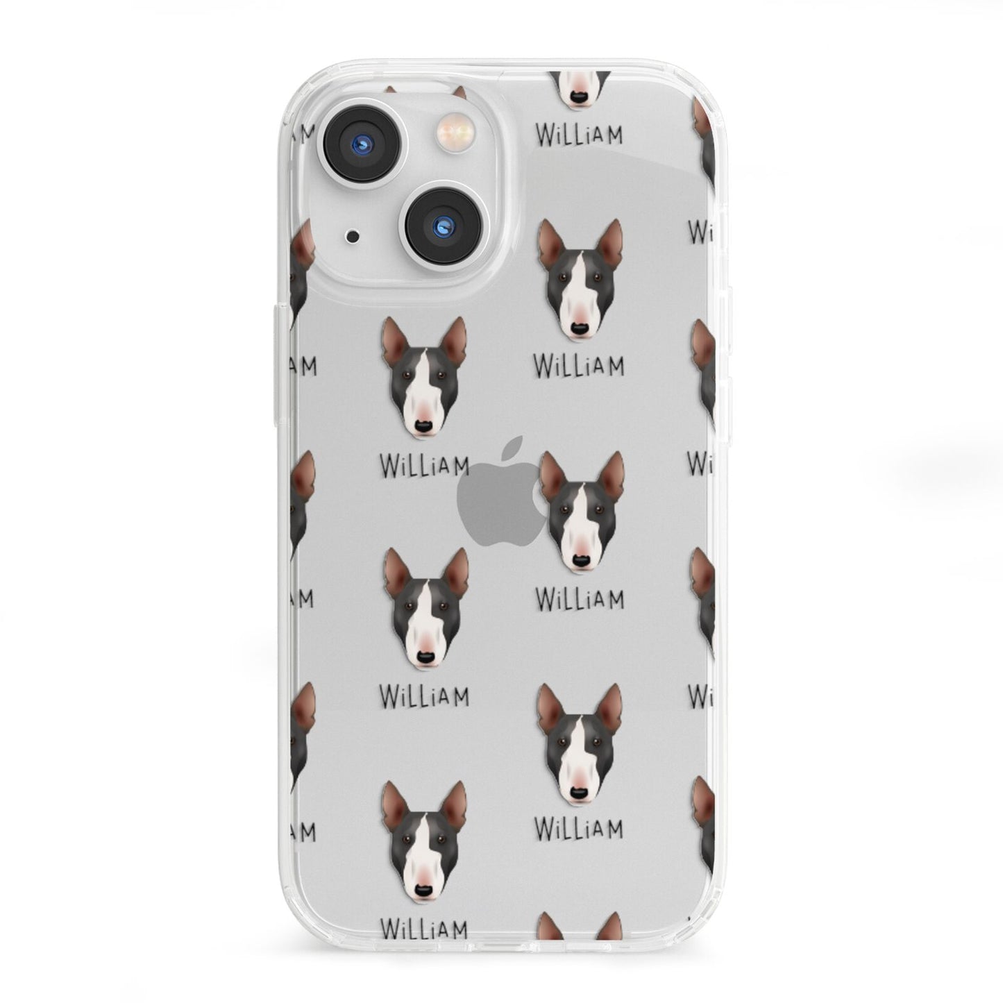 Miniature Bull Terrier Icon with Name iPhone 13 Mini Clear Bumper Case