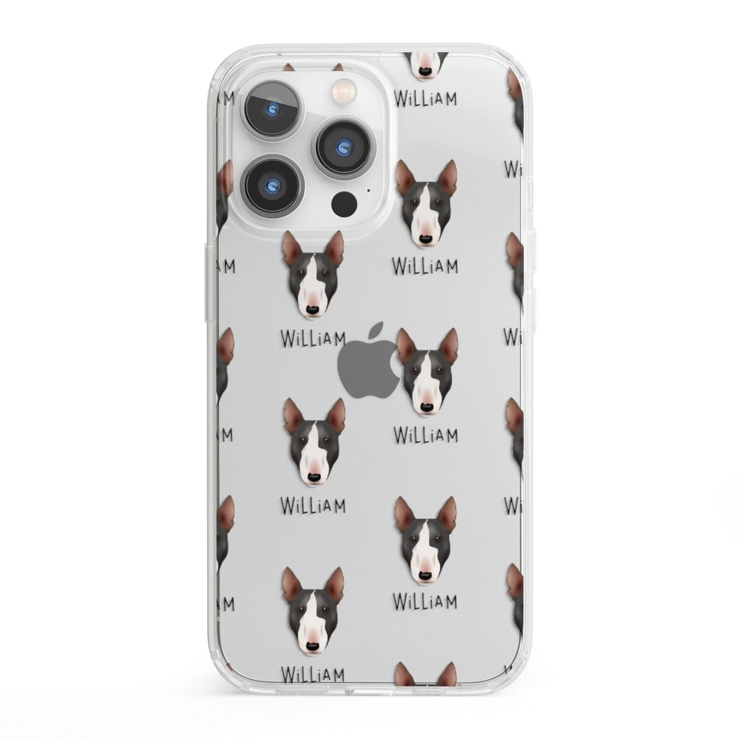 Miniature Bull Terrier Icon with Name iPhone 13 Pro Clear Bumper Case