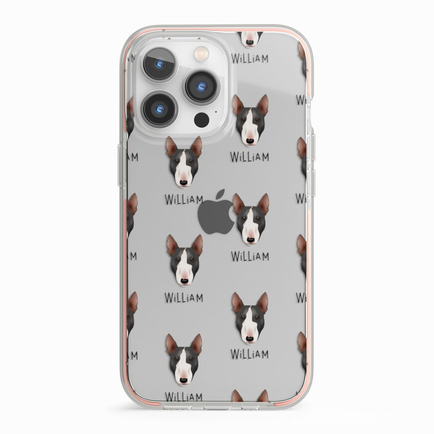 Miniature Bull Terrier Icon with Name iPhone 13 Pro TPU Impact Case with Pink Edges