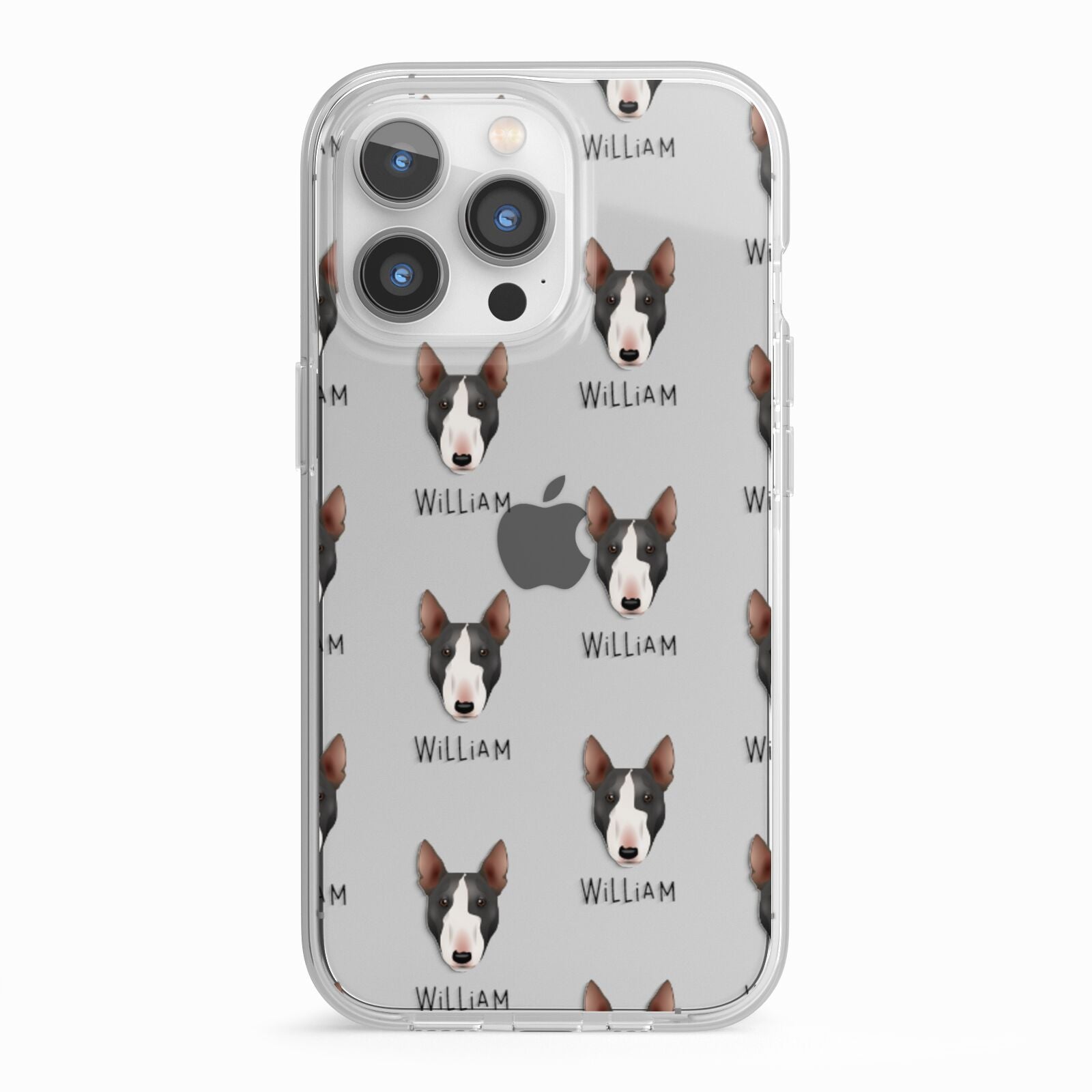 Miniature Bull Terrier Icon with Name iPhone 13 Pro TPU Impact Case with White Edges