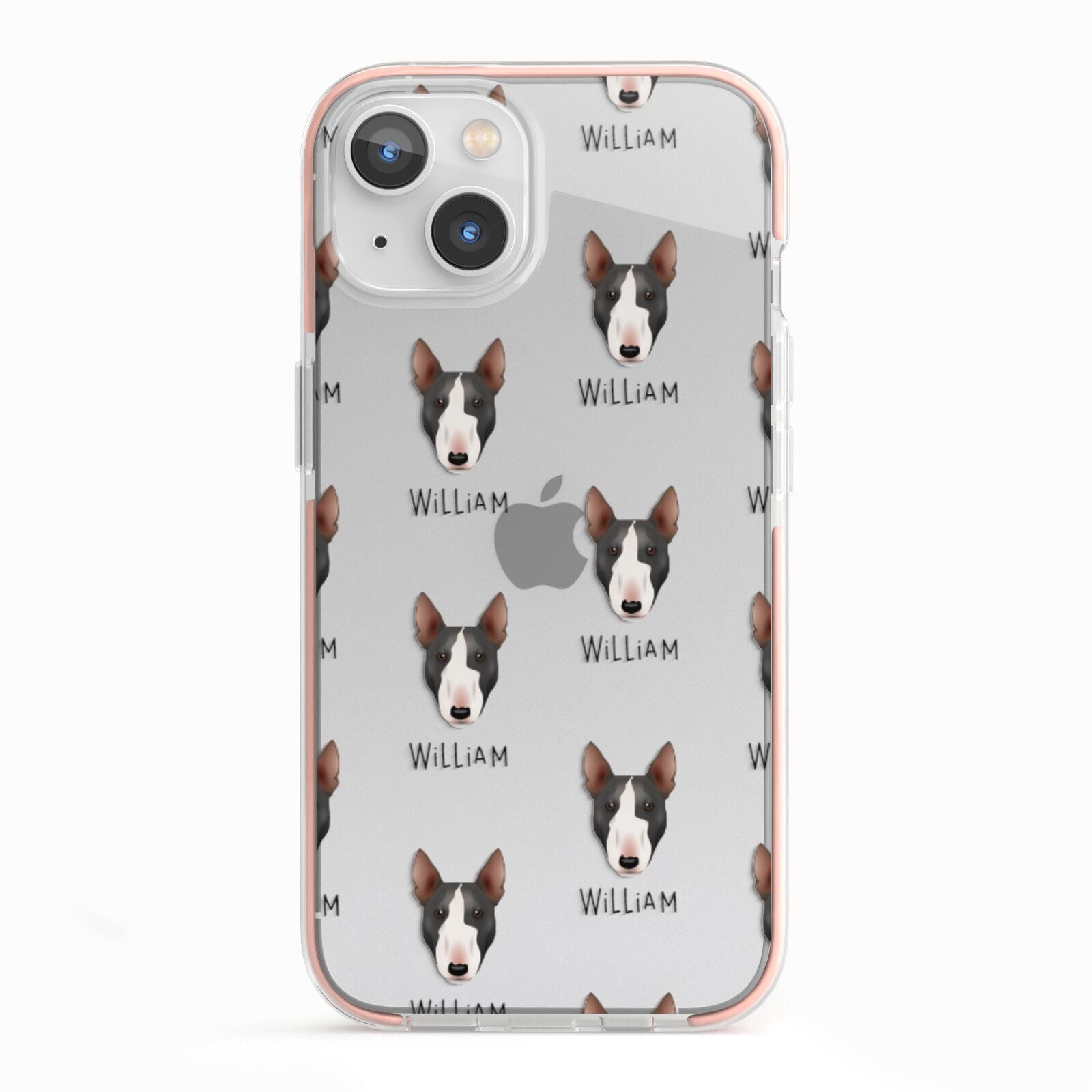 Miniature Bull Terrier Icon with Name iPhone 13 TPU Impact Case with Pink Edges