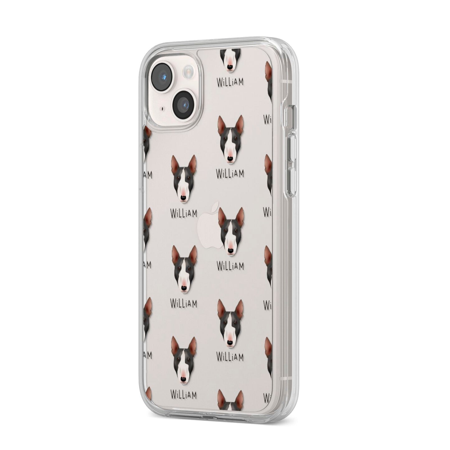 Miniature Bull Terrier Icon with Name iPhone 14 Plus Clear Tough Case Starlight Angled Image