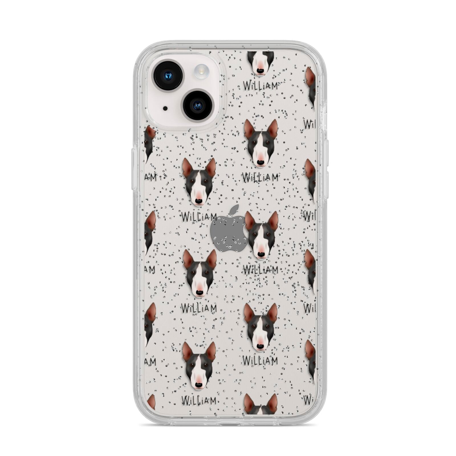 Miniature Bull Terrier Icon with Name iPhone 14 Plus Glitter Tough Case Starlight