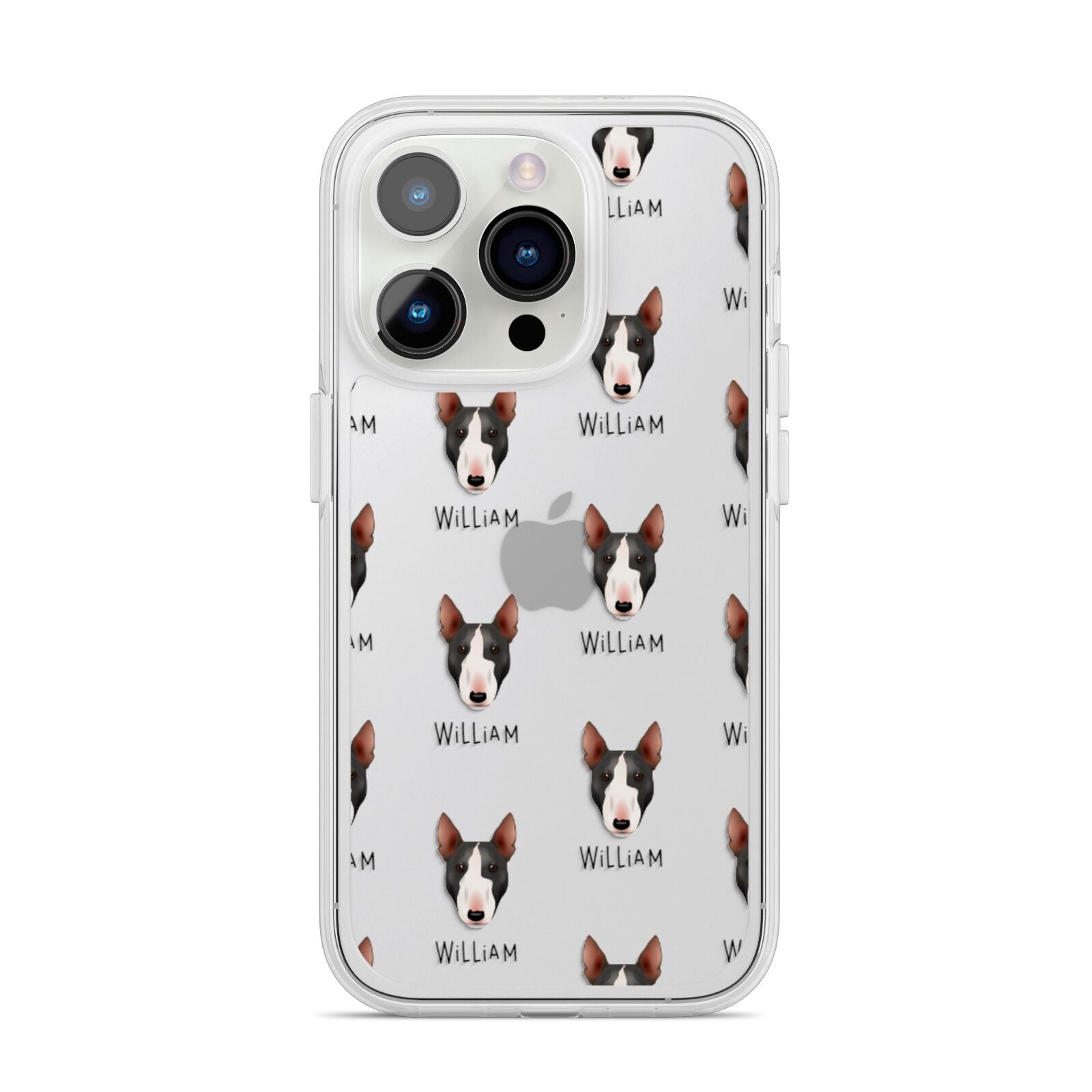 Miniature Bull Terrier Icon with Name iPhone 14 Pro Clear Tough Case Silver