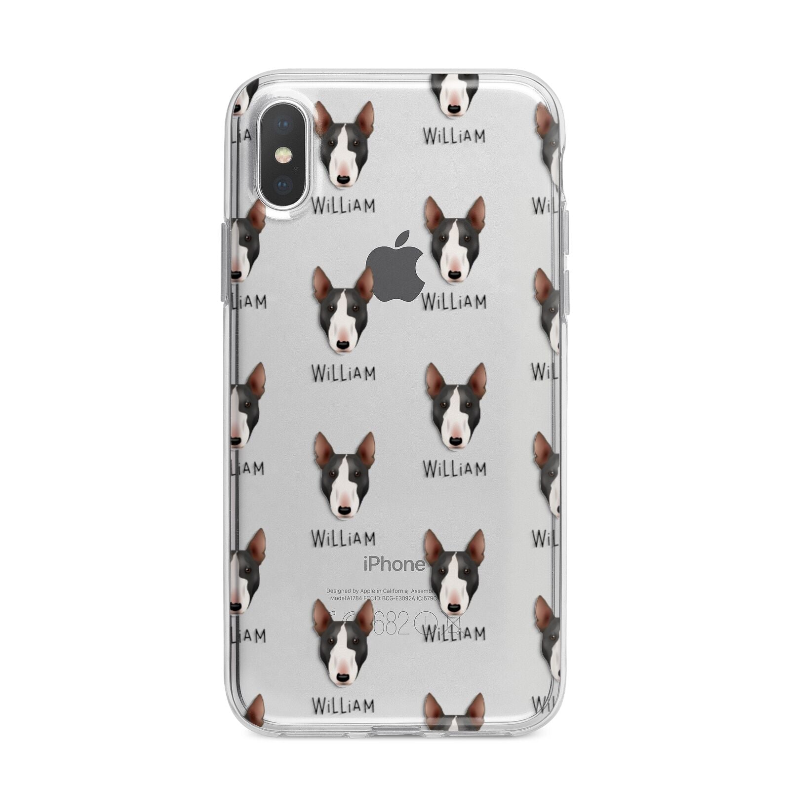Miniature Bull Terrier Icon with Name iPhone X Bumper Case on Silver iPhone Alternative Image 1