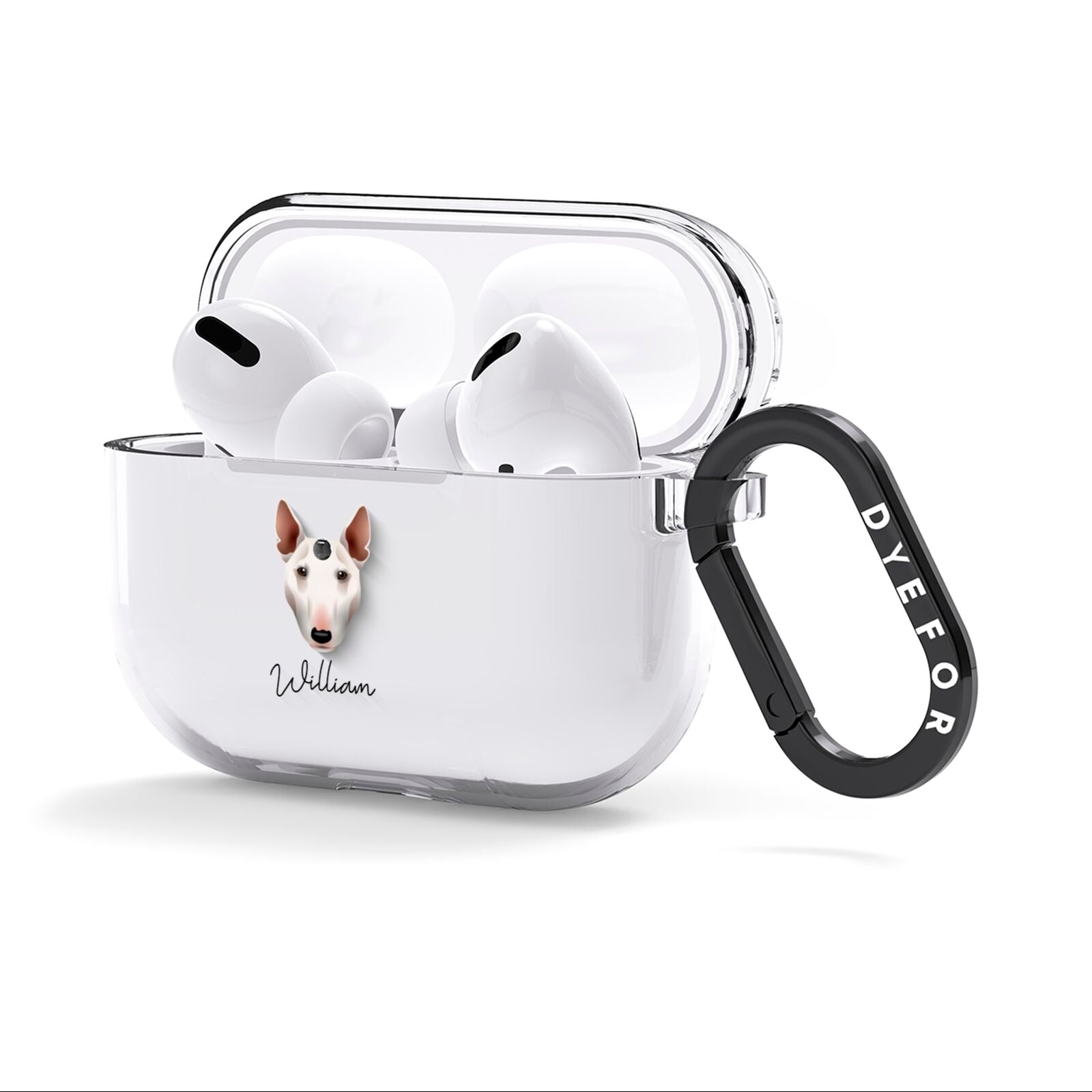 Miniature Bull Terrier Personalised AirPods Clear Case 3rd Gen Side Image