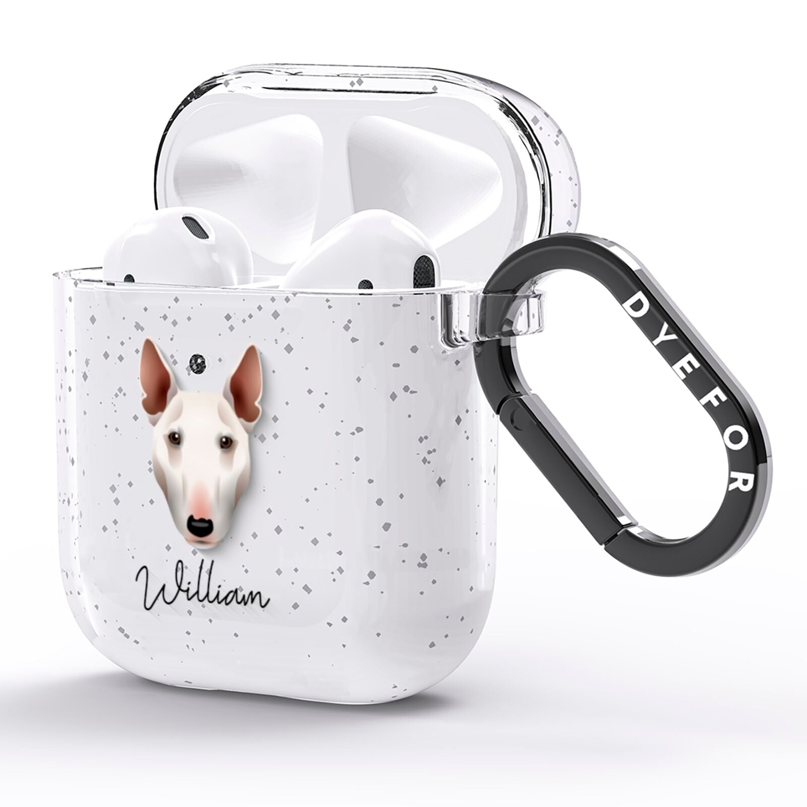 Miniature Bull Terrier Personalised AirPods Glitter Case Side Image