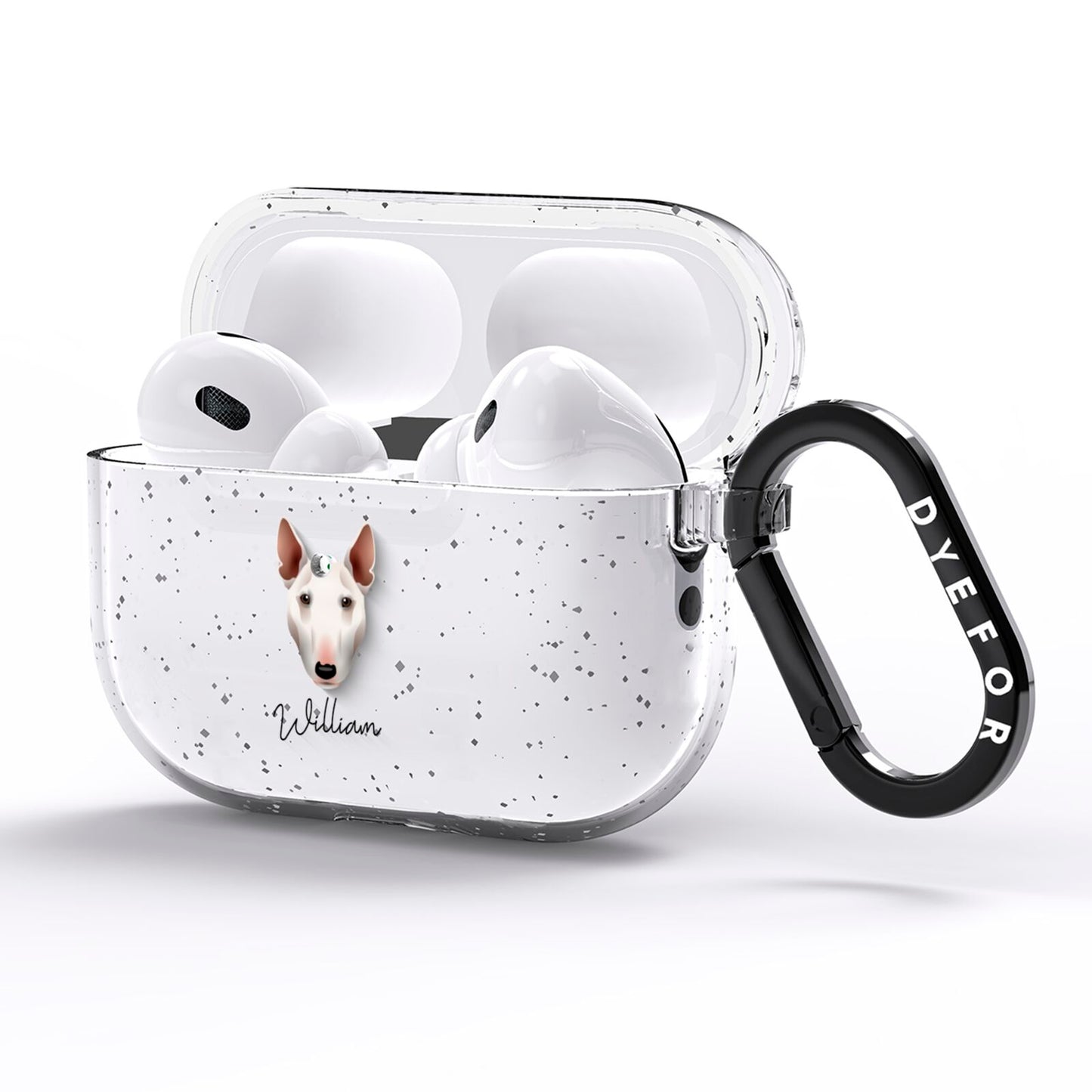 Miniature Bull Terrier Personalised AirPods Pro Glitter Case Side Image