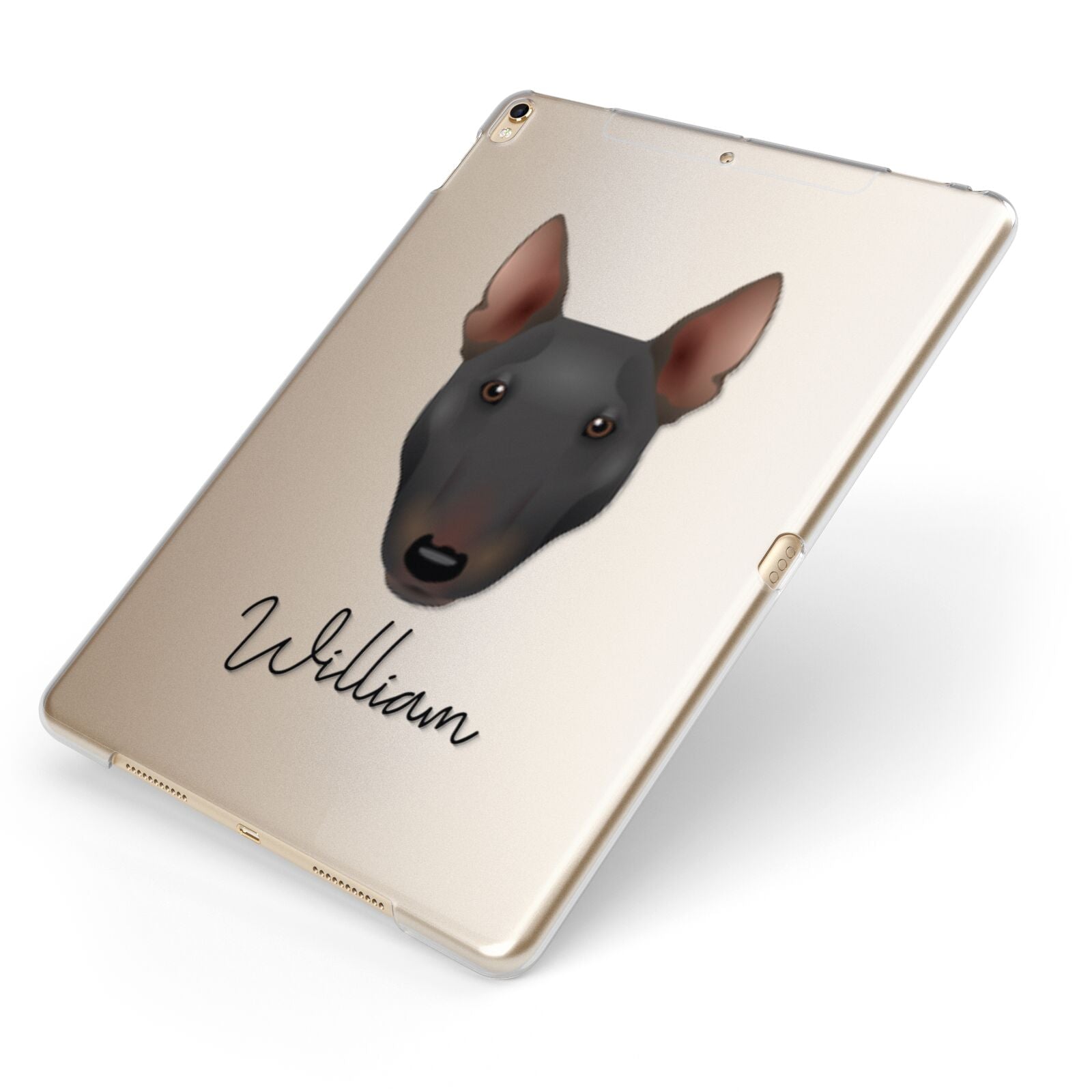 Miniature Bull Terrier Personalised Apple iPad Case on Gold iPad Side View