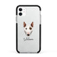 Miniature Bull Terrier Personalised Apple iPhone 11 in White with Black Impact Case