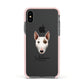 Miniature Bull Terrier Personalised Apple iPhone Xs Impact Case Pink Edge on Black Phone