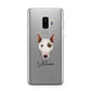 Miniature Bull Terrier Personalised Samsung Galaxy S9 Plus Case on Silver phone