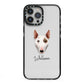 Miniature Bull Terrier Personalised iPhone 13 Pro Max Black Impact Case on Silver phone