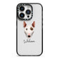 Miniature Bull Terrier Personalised iPhone 14 Pro Black Impact Case on Silver phone