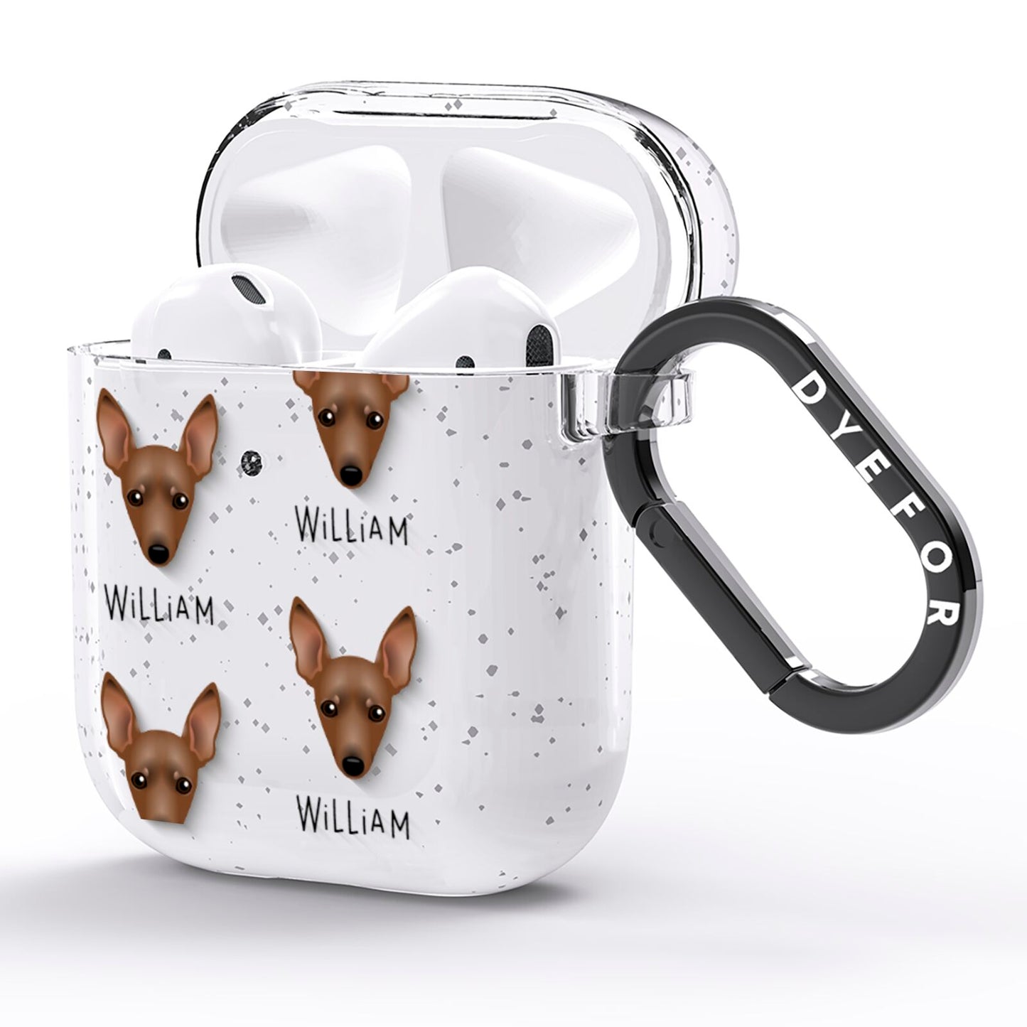 Miniature Pinscher Icon with Name AirPods Glitter Case Side Image