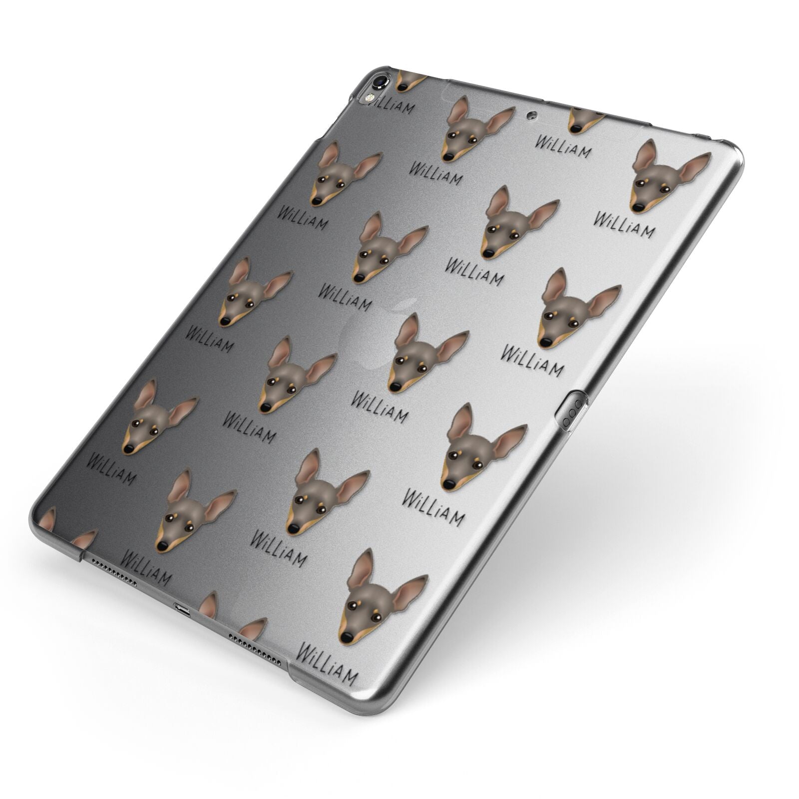 Miniature Pinscher Icon with Name Apple iPad Case on Grey iPad Side View