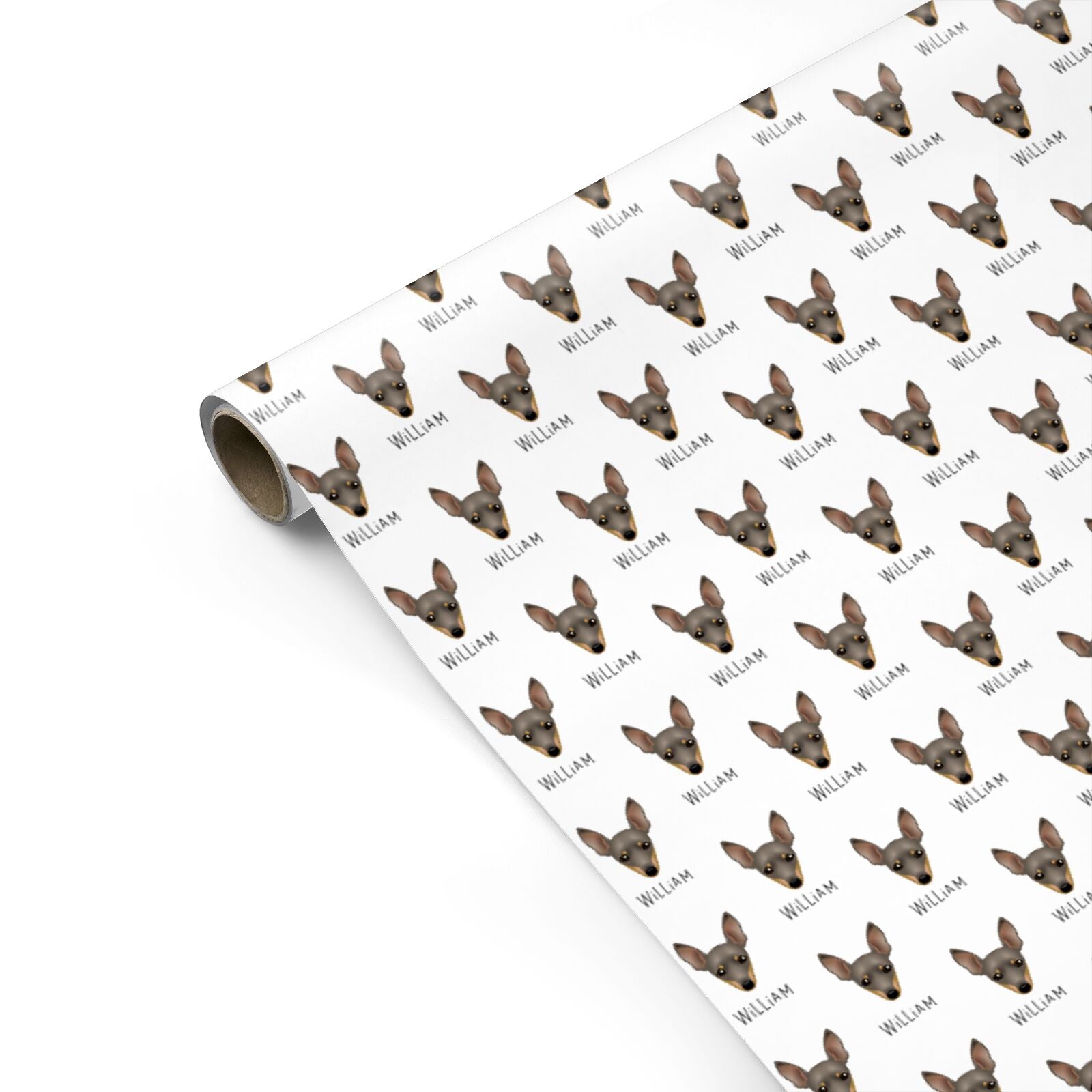 Miniature Pinscher Icon with Name Personalised Gift Wrap