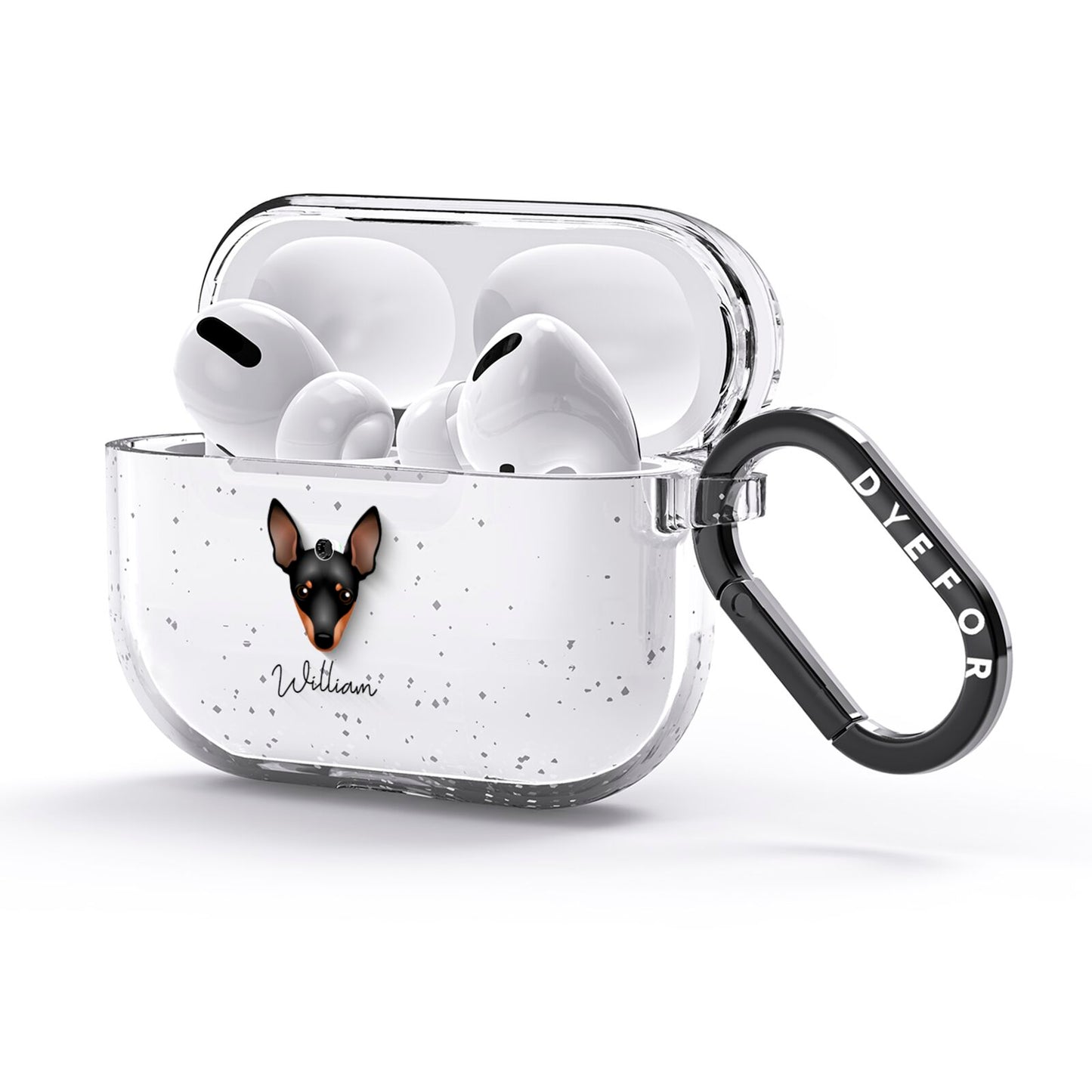 Miniature Pinscher Personalised AirPods Glitter Case 3rd Gen Side Image