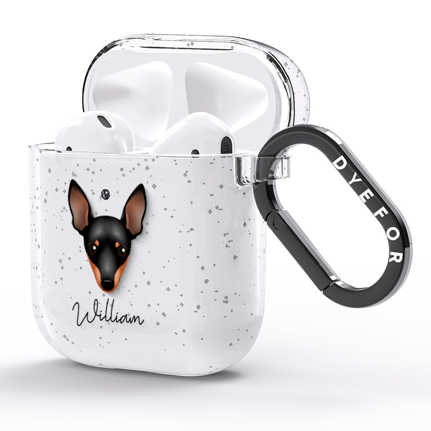 Miniature Pinscher Personalised AirPods Glitter Case Side Image