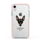 Miniature Pinscher Personalised Apple iPhone XR Impact Case Pink Edge on Silver Phone