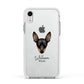 Miniature Pinscher Personalised Apple iPhone XR Impact Case White Edge on Silver Phone