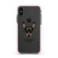 Miniature Pinscher Personalised Apple iPhone Xs Impact Case Pink Edge on Black Phone