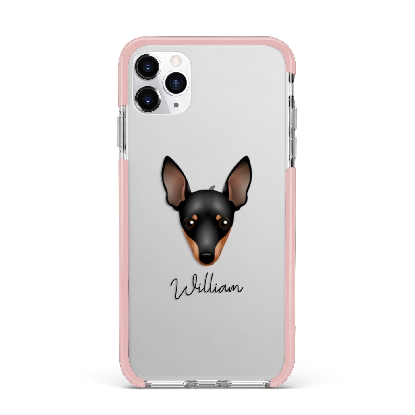 Miniature Pinscher Personalised iPhone 11 Pro Max Impact Pink Edge Case