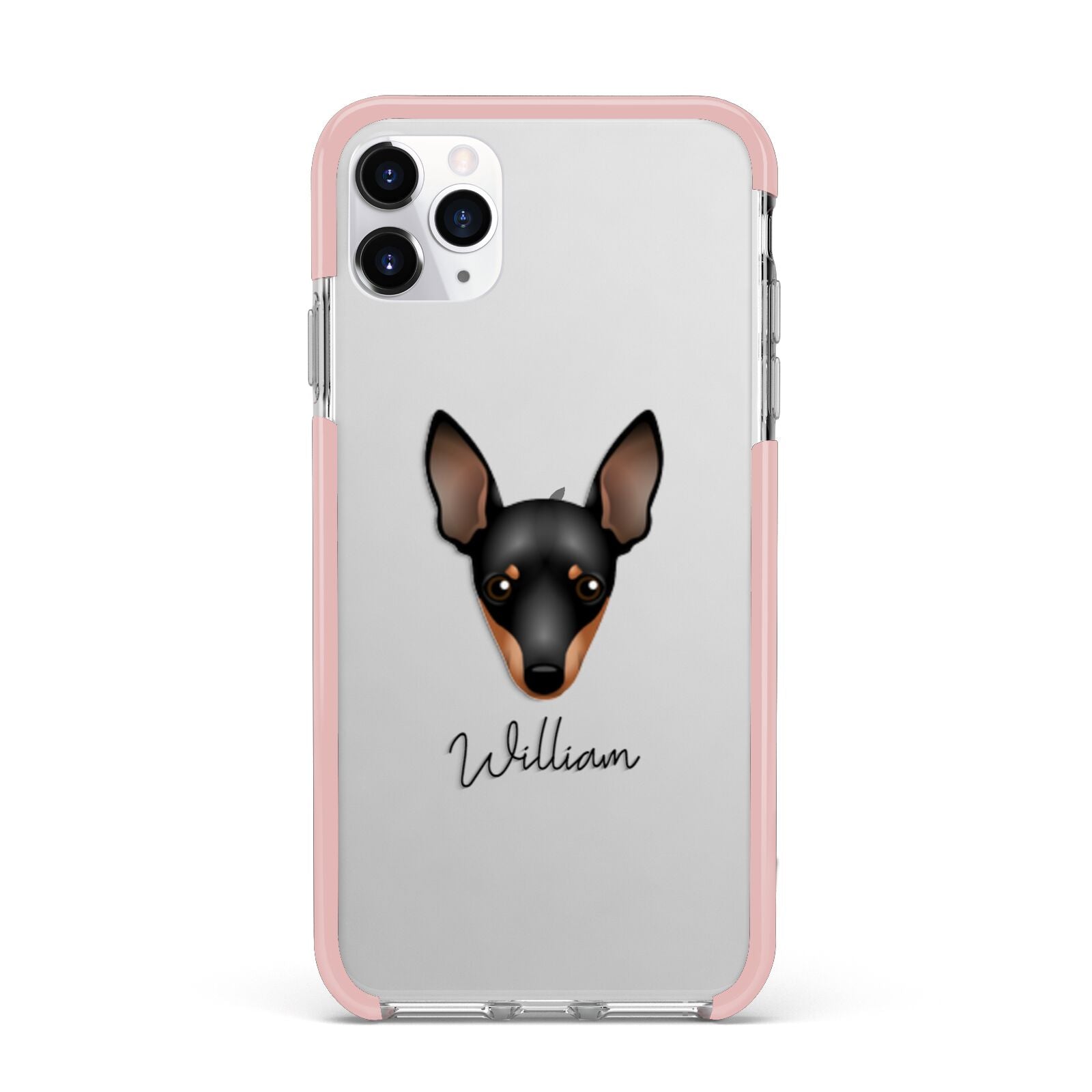 Miniature Pinscher Personalised iPhone 11 Pro Max Impact Pink Edge Case