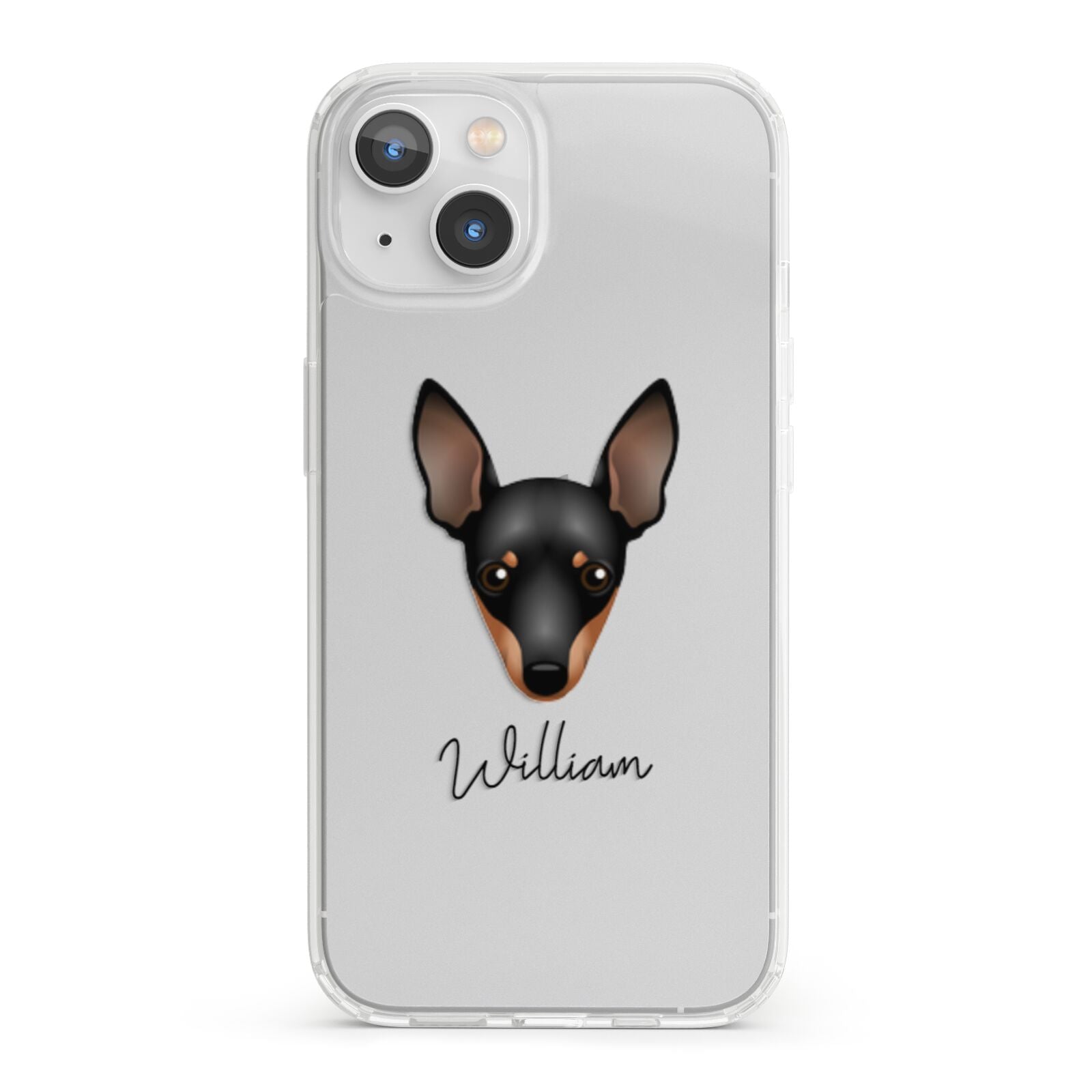 Miniature Pinscher Personalised iPhone 13 Clear Bumper Case