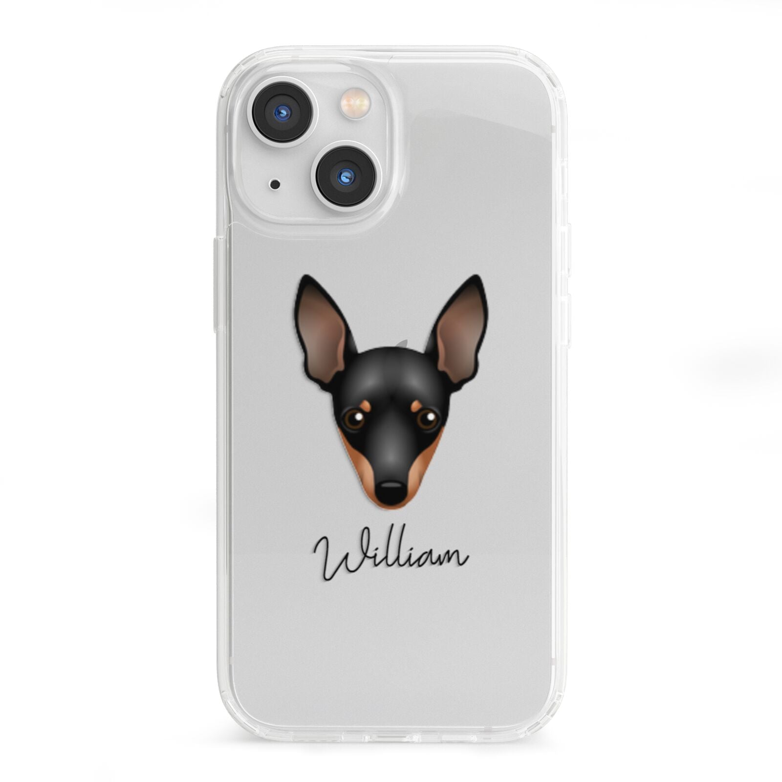 Miniature Pinscher Personalised iPhone 13 Mini Clear Bumper Case