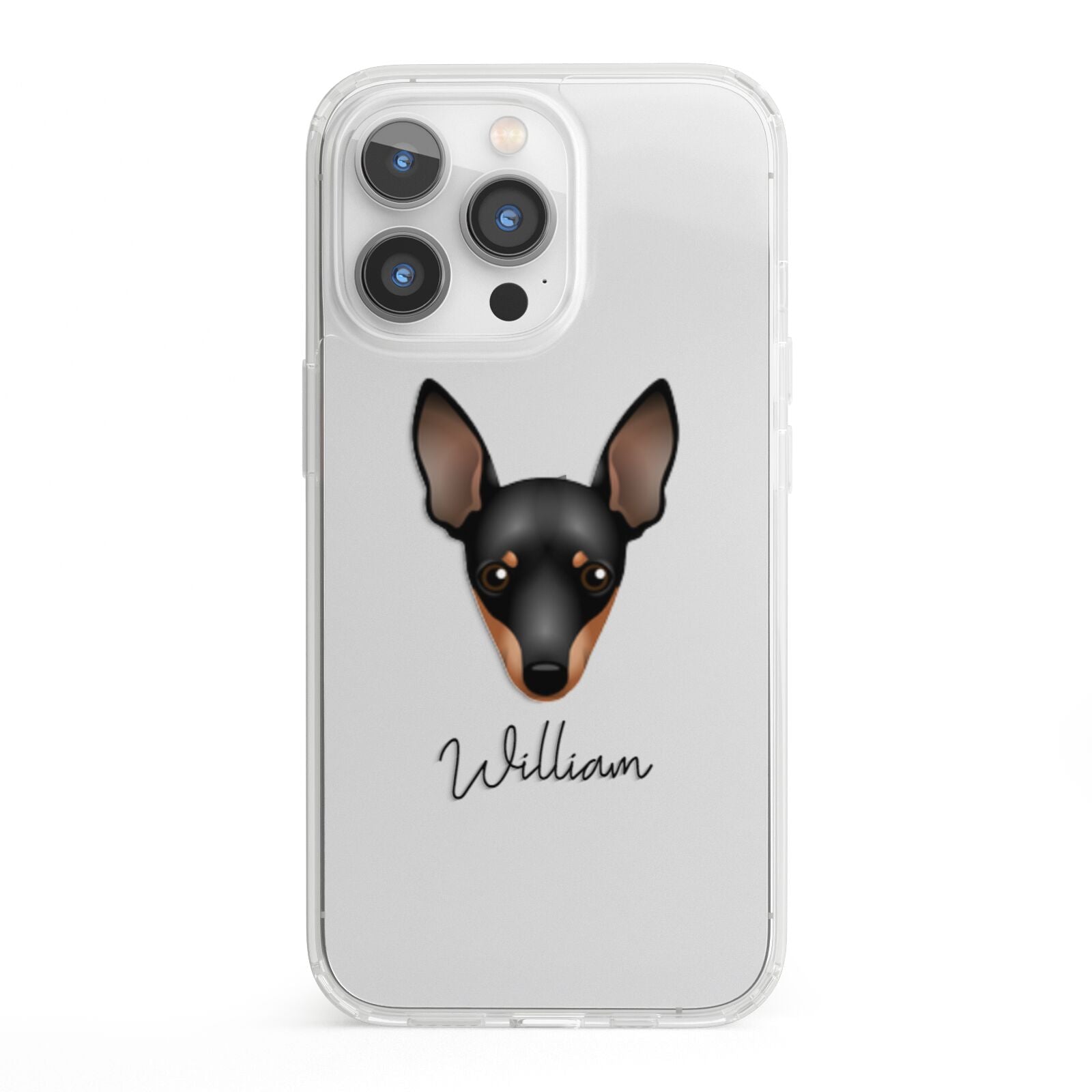 Miniature Pinscher Personalised iPhone 13 Pro Clear Bumper Case