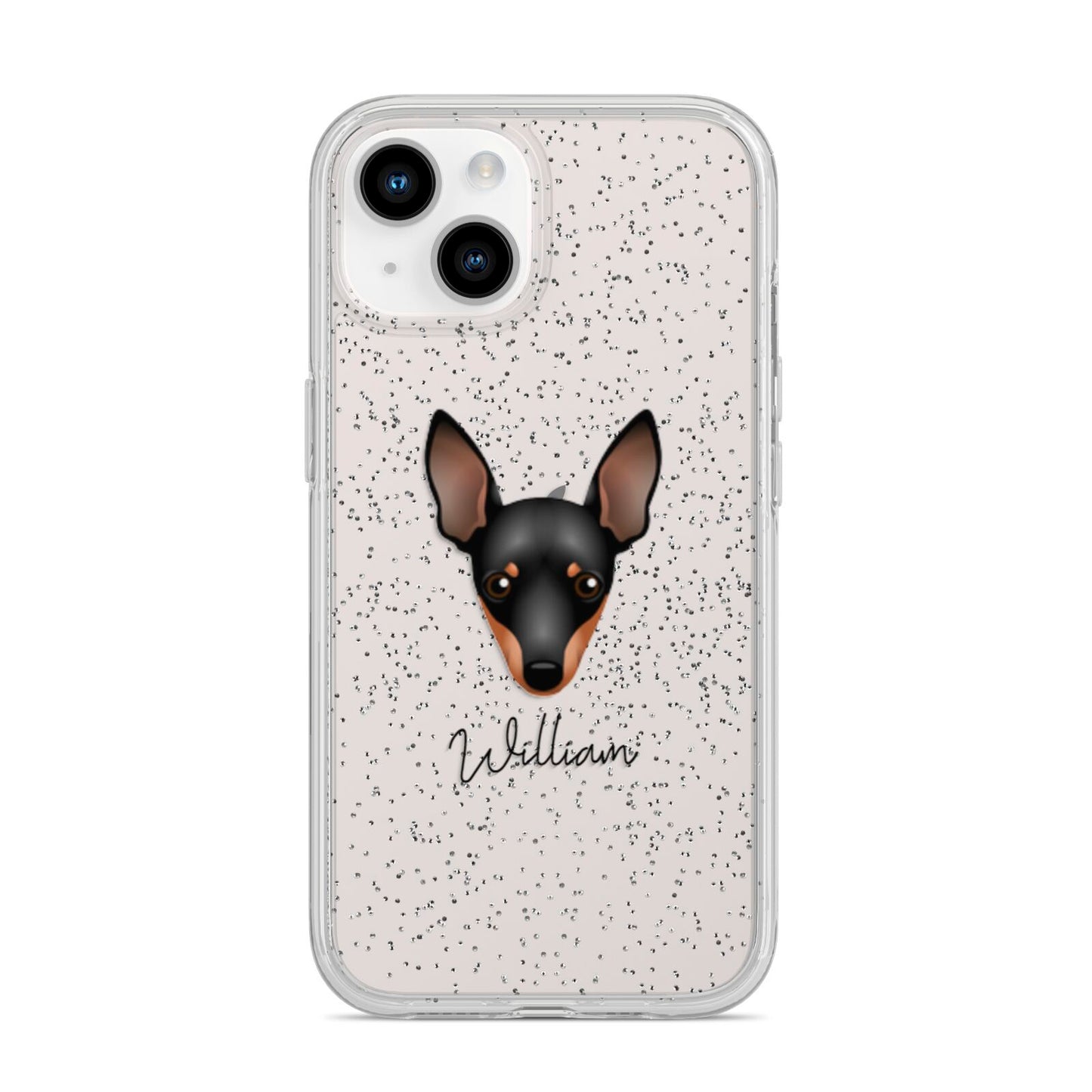 Miniature Pinscher Personalised iPhone 14 Glitter Tough Case Starlight